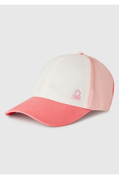 United Colors of Benetton Boy's Fuchsia Color Blocked Logo Cap Hat