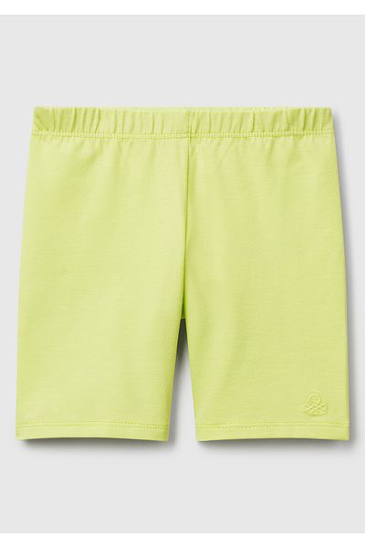 United Colors of Benetton Girl's Yellow Logo Biker Leggings