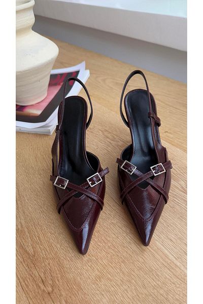 Eataly Shoes Pantofi cu toc Zenna Burgundy cu vârf ascuțit