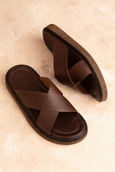 Gondol Men's Genuine Leather Stone Band Slippers Model: Gx9688