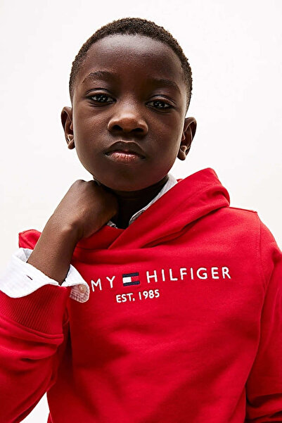 Tommy Hilfiger Erkek Çocuk Th Kapüşonlu Sweatshirt - Kırmızı