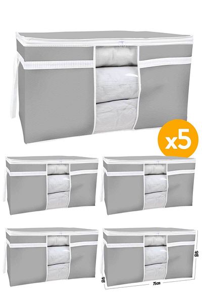 Serstil 5 Pieces Anthracite Windowed Pillow Quilt Scrap - 75X40X40 cm