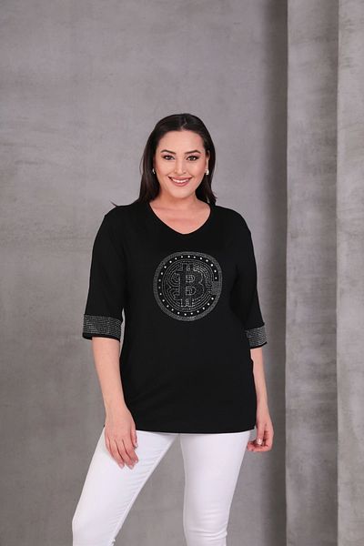 aytemas Bitcoin Stone Printed Blouse on the Front