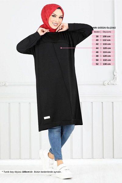 ModaMerve Arma Detail Hijab Tunic 2684AYD969-M Μαύρο