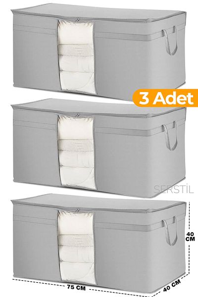 Serstil 3 Pieces - Window Pillow Duvet Cover 75 X 40 X 40 Cm - Anthracite