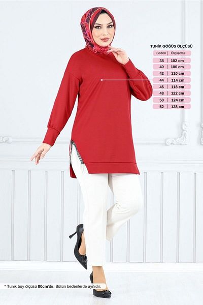 ModaMerve Chain Detailed Tunic 7220Ayd969-M Red
