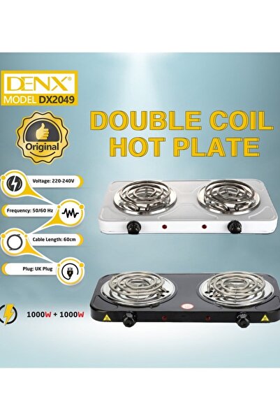 Denx DX2049 -  2000W Electric Double Burner Portable Coil Heating Hot Plate Stove