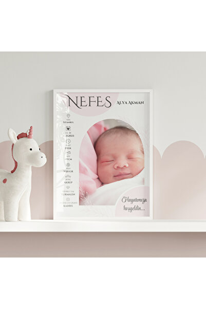 CKA Tasarım Ayrıntılı Fotoğraflı Doğum Tablosu, Bebek Doğum Hatırası Tablosu