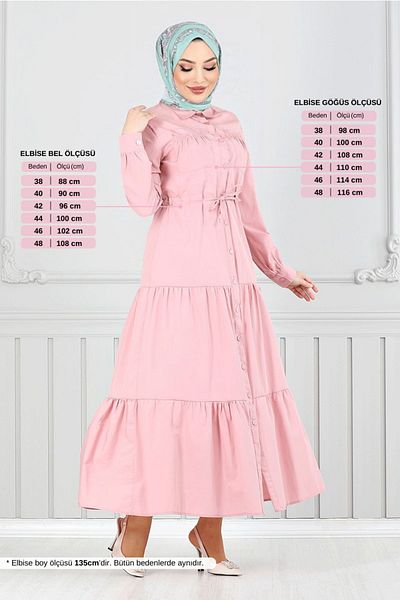 ModaMerve Χιτζάμπ με τούνελ μέσης - 225ASN936-M Light Dusty Rose
