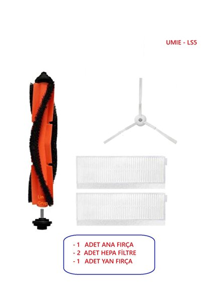 LİN GRUP مجموعة فلتر فرشاة بديلة متوافقة مع مكنسة كهربائية روبوتية ذكية Umie LS5