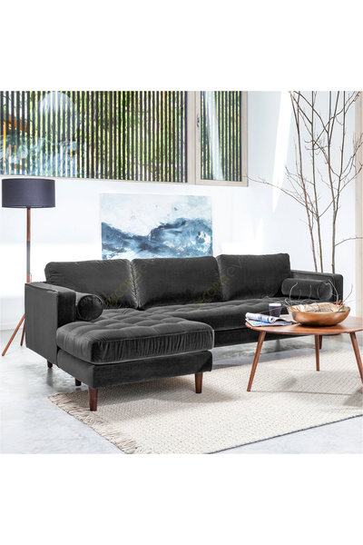 Decoraev Ürgüp Modern Köşe Koltuk Takımı - Antrasit - Sol Köşe-baby Face Yumu...