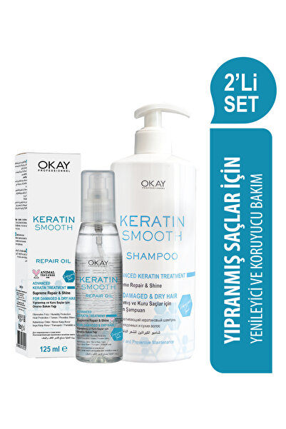OKAYPROFESSIONNEL KERATIN SMOOTH 2'Lİ BAKIM SETİ Şampuan 500ml + Bakım Yağı 1...