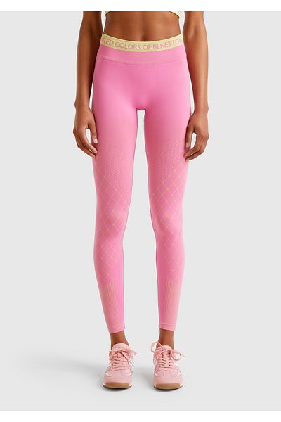 United Colors of Benetton Women's Pink Patterned Seamless Leggings