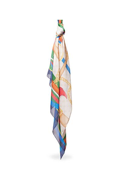 Guess 53X53 cm Block Pattern Silk Foulard Shawl - Aw5270Sil12 Nml