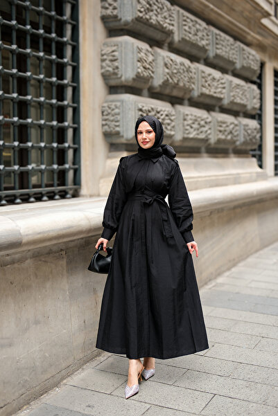 LOCCO Жіноче плаття з прихованими ґудзиками та аплетами, чорне