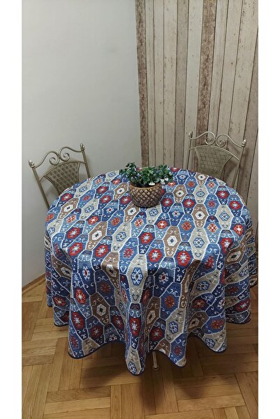 gonk Round, Ethnic/Kilim Patterned, Duck (Liquid Pusher, Stain Resistant) Fabric, Tablecloth