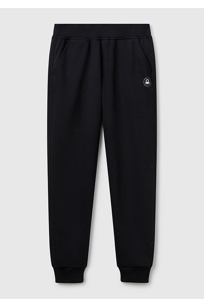 United Colors of Benetton Γυναικεία φούτερ Jogger με μαύρο βαμβακερό λογότυπο με ελαστική μέση