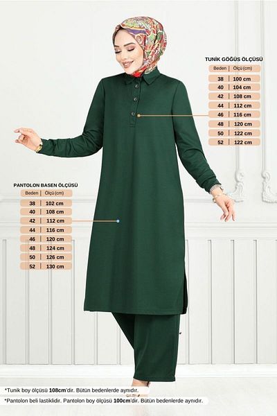 ModaMerve Σετ δύο τεμαχίων Emerald - Μισό κουμπί, Μοντέλο 338DVL897-M