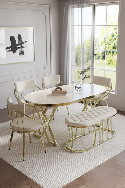 BY ORHAN GÜZEL SELENİT Mutfak Yemek Masası Takımı- 6 KİŞİLİK Mutfak Masa Sandalye Takımı- Mutfak Masası Takımı