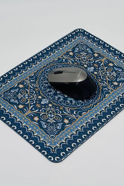 alfalink لوحة ماوس منقوشة على شكل سجادة، قاعدة مطاطية ملونة غير قابلة للانزلاق مقاس 32 × 24 سم متوافقة مع الألعاب/المكتب
