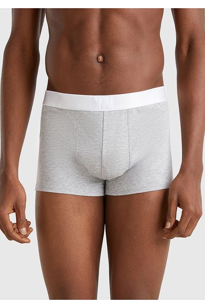 United Colors of Benetton Men's Gray Melange Cotton Blended Waist Logo Printed Boxer