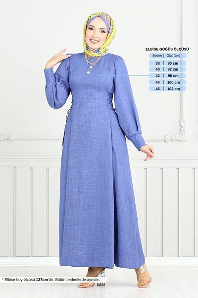 ModaMerve Rochie detaliată Indigo 15962BSK984-M Dantela