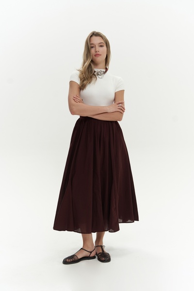 BOHEMAİ Fusta burgundă plisată la nivelul gleznelor Amaya