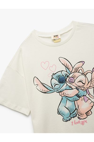 Koton Cotton Licensed Stitch Printed Crew Neck Short Sleeve T-Shirt