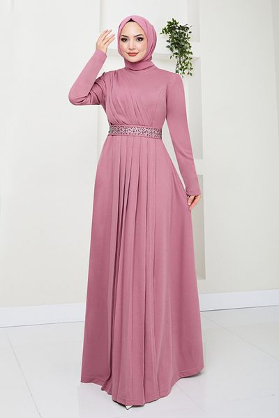ModaMerve Φόρεμα Dusty Rose Stone κεντημένο - 278DVL897-M