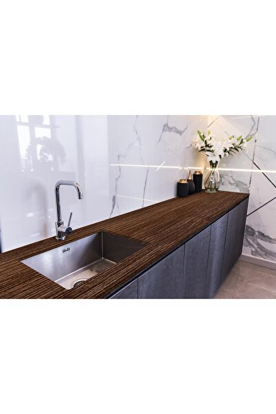 StickerArt Tezgah Üstü Fayans Kaplama Folyosu Mutfak Tezgahı Kaplama Ahşap Do...