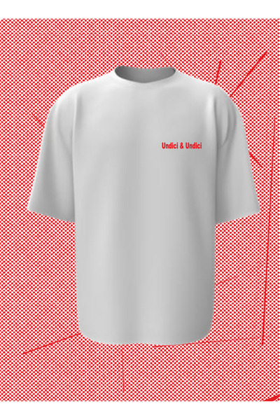 Beyaz Bisiklet Yaka Oversize Kısa Kollu Baskılı T-Shirt