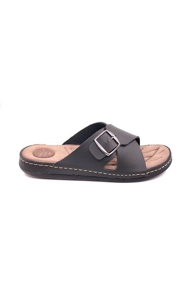 Apella Lord Single Buckle Black Men's Slippers