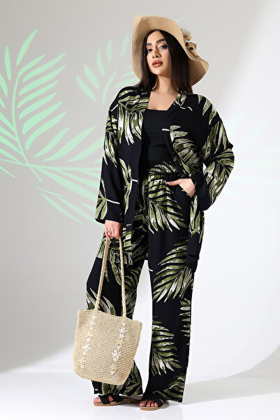 forte bella Ethnic Pattern Maxi Bottom-Top Kimono Set