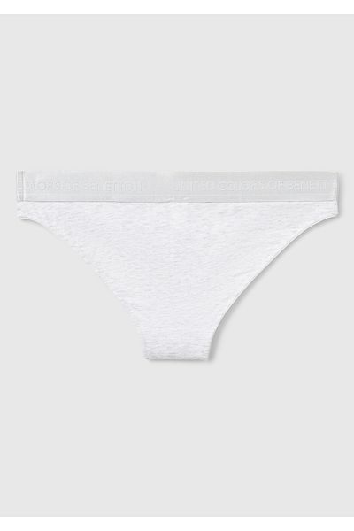 United Colors of Benetton Women's Gray Cotton Blend Logo Banded Hipster Cut Panties
