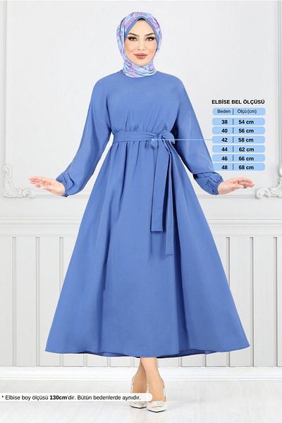 ModaMerve Rochie cu talie elastică 012MR1077-M Indigo
