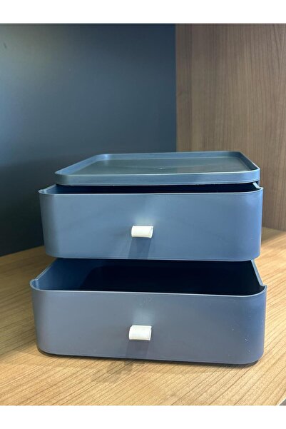 Bayev Gray 2 Tier Drawer Table Top Organizer Makeup Jewelry Box Accessory Organizer Collector