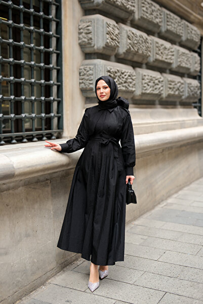 LOCCO Жіноче плаття з прихованими ґудзиками та аплетами, чорне