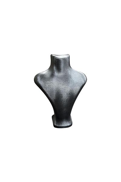 MeGass Dekor London Model Imera Leather Fabric Gray Color 22/18 cm Necklace Display Mannequin