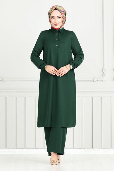 ModaMerve Σετ δύο τεμαχίων Emerald - Μισό κουμπί, Μοντέλο 338DVL897-M