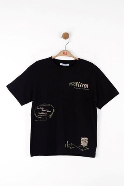 NK 48371 SIMPLE tricou 8/14 NEGRU