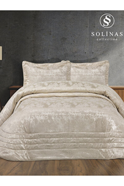 Solinas Collection Valentina Krem -gold Simli Çeyizlik Çift Kişilik Yatak Örtüsü