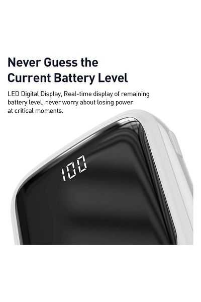 Bastec Digital Display Power Bank Charger (10,000 mAh 30W) with Type-C Cable