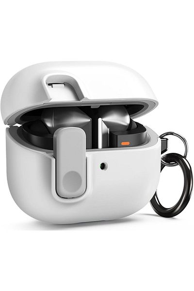 VRS Design Modern Lock for Samsung Galaxy Buds3 and Galaxy Buds 3 Pro case with Carabiner White
