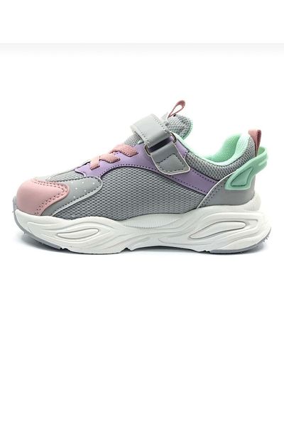Cool Kids EVO GIRL GREY Roz Velcro Ortopedic Confortabil Talpă ușoară Pantofi sport zilnic pentru copii