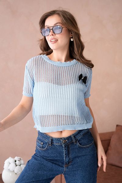 Park Karon Bluză din tricotaj ajurate cu accesorii cu gâtul turn