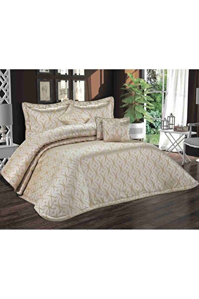 Solinas Collection Hera Krem - Hardal Çeyizlik Çift Kişilik Yatak Örtüsü