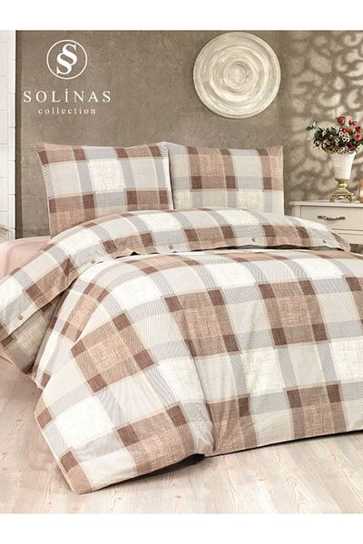 Solinas Collection Комплект завивка за двоен юрган Minerva с кафяви копчета, 100% памук