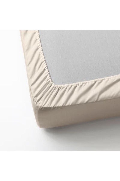 IKEA DVALA Beige Fitted Sheet 80x200 cm – 100% Cotton, Soft, Durable & Breathable, Fits up to 26 cm