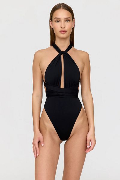 LU Lunita Black Stylish Design Swimsuit with Different Halter Neck Options