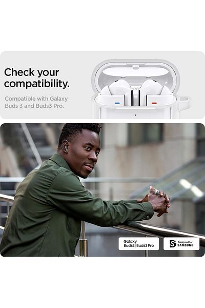 Spigen Spigen Ultra Hybrid for Samsung Galaxy Buds3/Galaxy Buds 3 Pro case with carabiner - Jet White